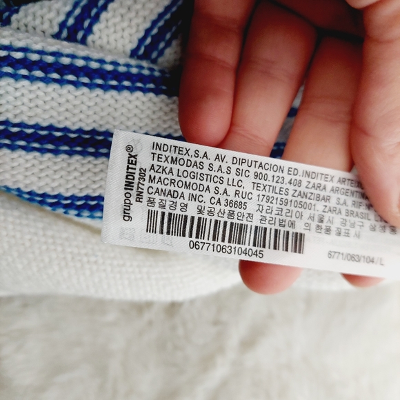 Zara Blue White Stripes Knit Oversized Midi Summer Button Up Dress P1657 - Picture 9 of 11